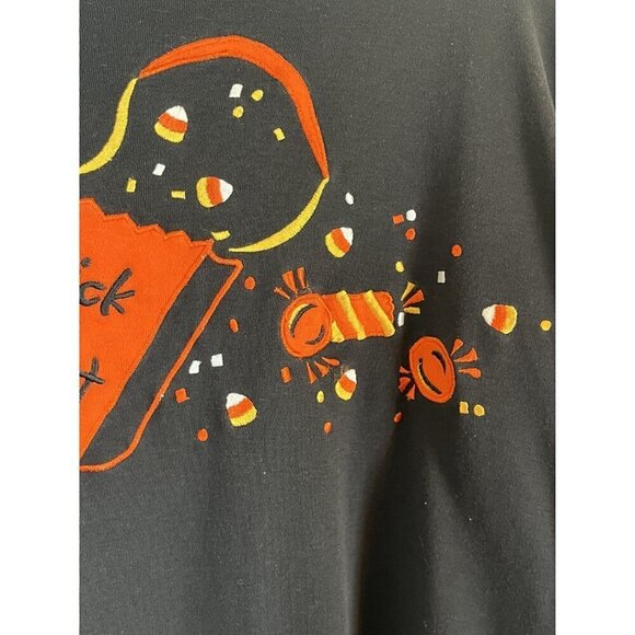 Chaus Top XL Black Pullover Halloween Embroidery Candy Preppy Granny Classic 80s - Picture 4 of 9